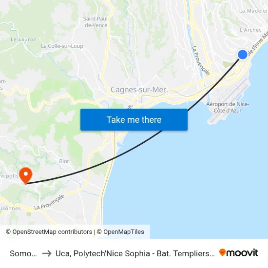 Somora to Uca, Polytech'Nice Sophia - Bat. Templiers 1 map