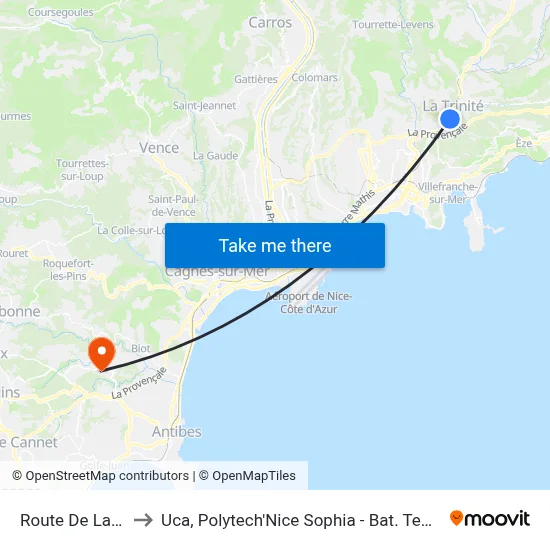 Route De Laghet to Uca, Polytech'Nice Sophia - Bat. Templiers 1 map