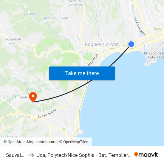 Sauvaigo to Uca, Polytech'Nice Sophia - Bat. Templiers 1 map