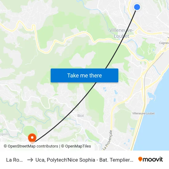 La Roue to Uca, Polytech'Nice Sophia - Bat. Templiers 1 map