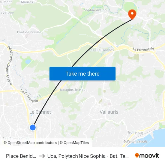 Place Benidorm to Uca, Polytech'Nice Sophia - Bat. Templiers 1 map