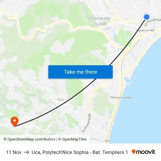 11 Nov. to Uca, Polytech'Nice Sophia - Bat. Templiers 1 map