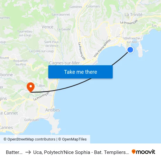 Batterie to Uca, Polytech'Nice Sophia - Bat. Templiers 1 map