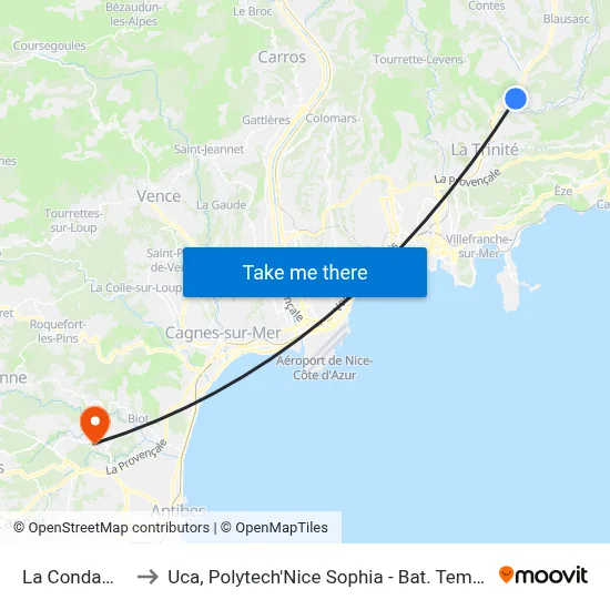 La Condamine to Uca, Polytech'Nice Sophia - Bat. Templiers 1 map
