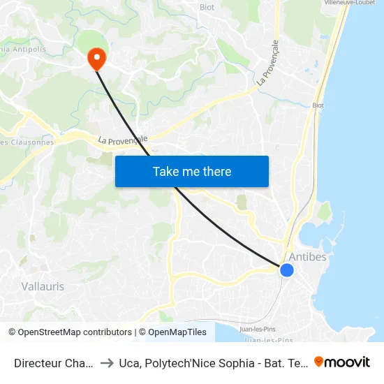 Directeur Chaudon to Uca, Polytech'Nice Sophia - Bat. Templiers 1 map
