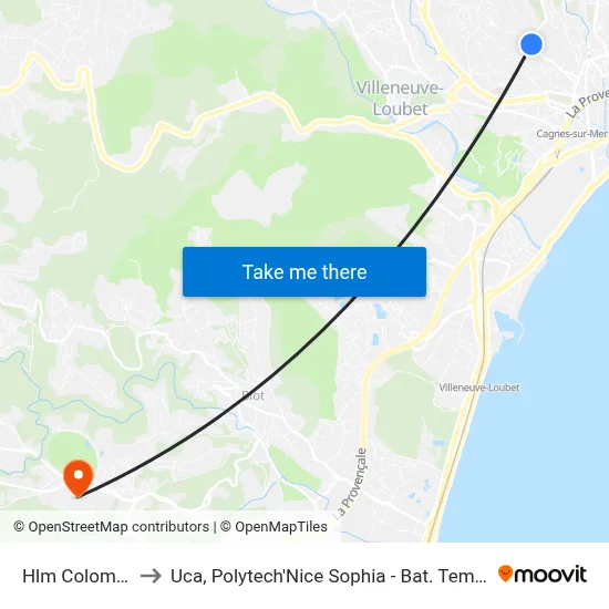 Hlm Colombier to Uca, Polytech'Nice Sophia - Bat. Templiers 1 map