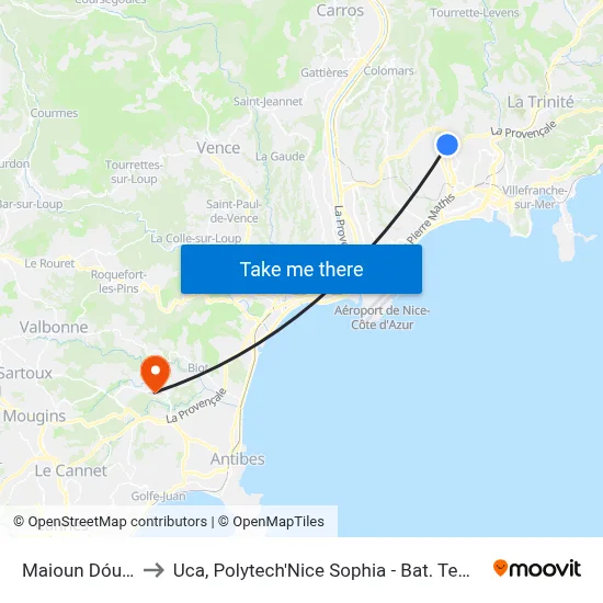 Maioun Dóu Rai to Uca, Polytech'Nice Sophia - Bat. Templiers 1 map