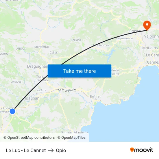 Le Luc - Le Cannet to Opio map