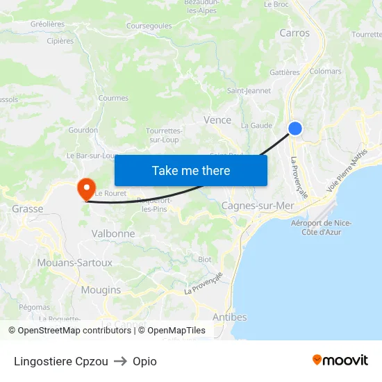 Lingostiere Cpzou to Opio map