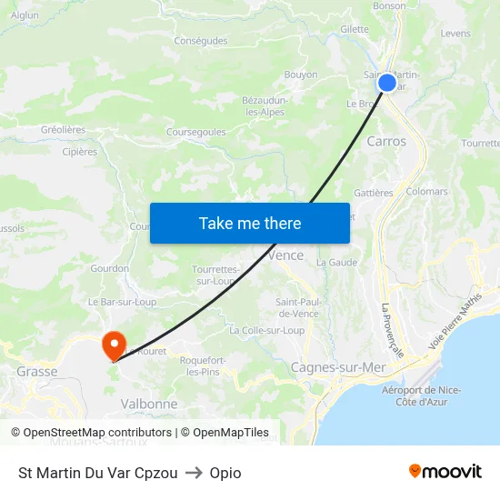 St Martin Du Var Cpzou to Opio map