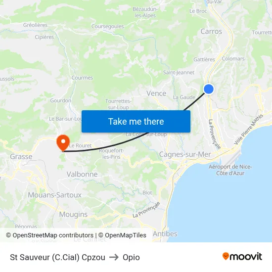 St Sauveur (C.Cial) Cpzou to Opio map