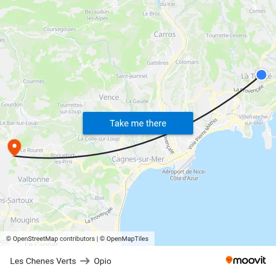 Les Chenes Verts to Opio map