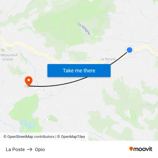 La Poste to Opio map