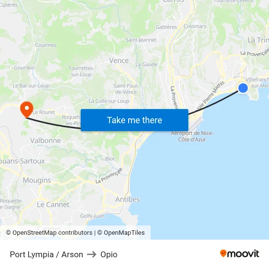 Port Lympia / Arson to Opio map