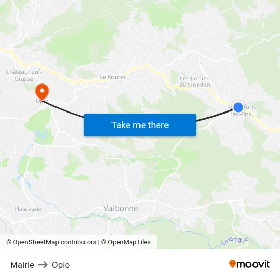 Mairie to Opio map
