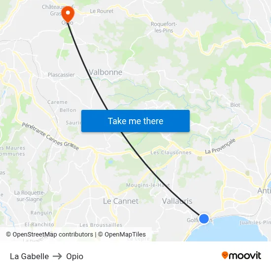 La Gabelle to Opio map