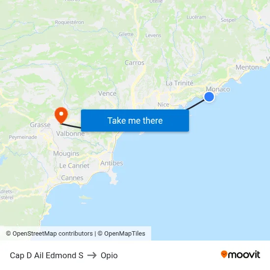 Cap D Ail Edmond S to Opio map