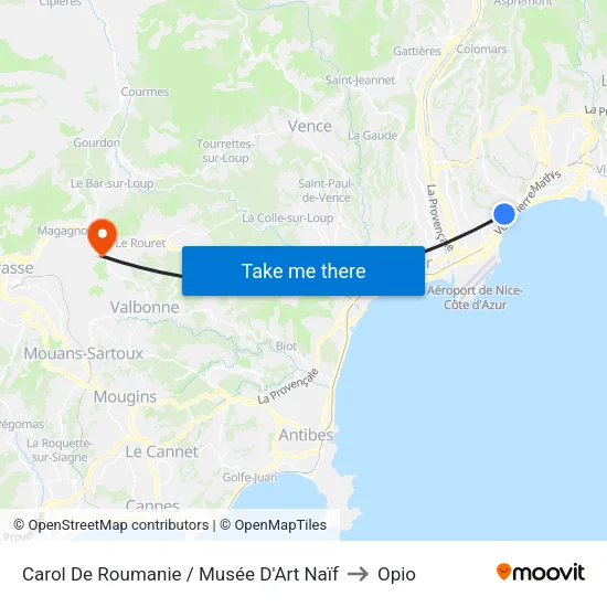 Musée D'Art Naïf to Opio map