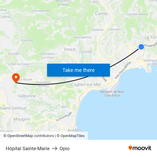 Hôpital Sainte-Marie to Opio map