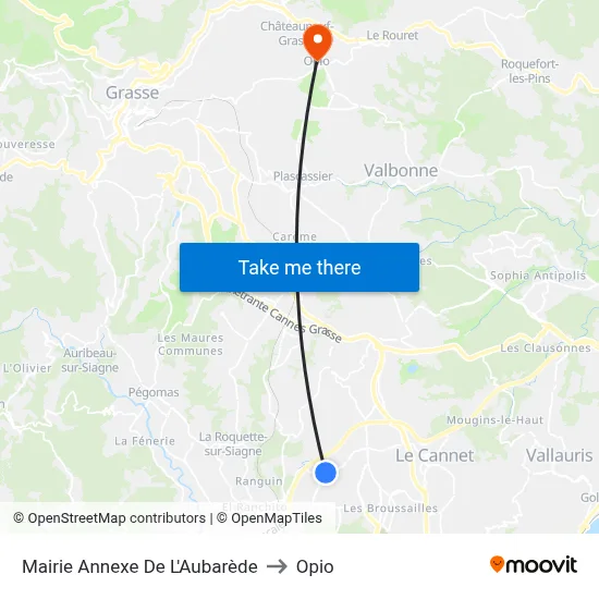 Mairie Annexe De L'Aubarède to Opio map