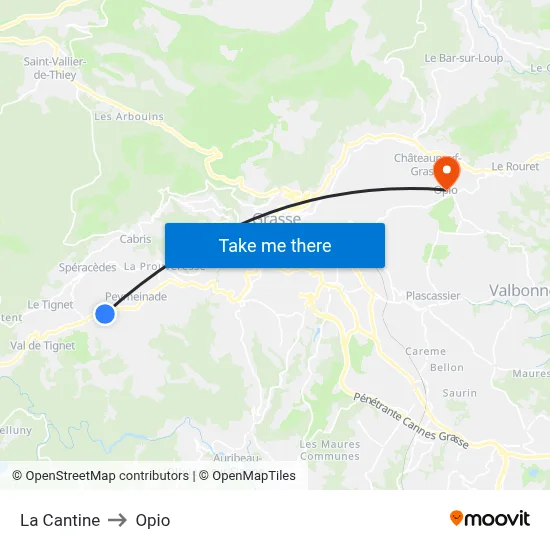 La Cantine to Opio map