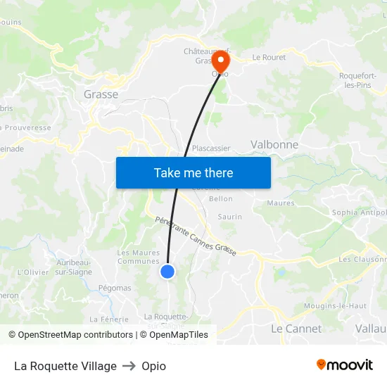 La Roquette Village to Opio map