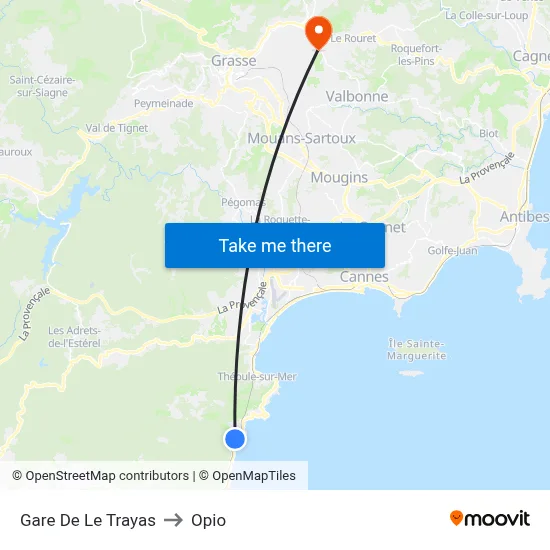 Gare De Le Trayas to Opio map