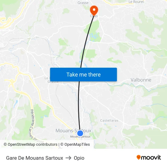 Gare De Mouans Sartoux to Opio map