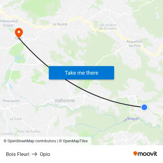 Bois Fleuri to Opio map