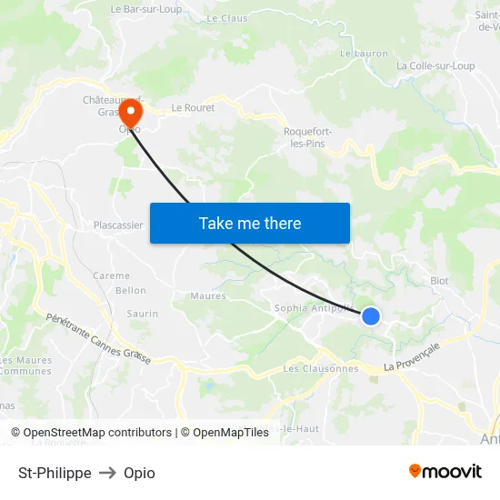 St-Philippe to Opio map