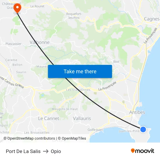 Port De La Salis to Opio map
