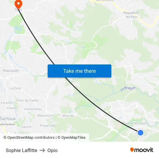 Sophie Laffitte to Opio map