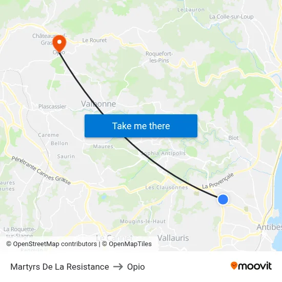 Martyrs De La Resistance to Opio map
