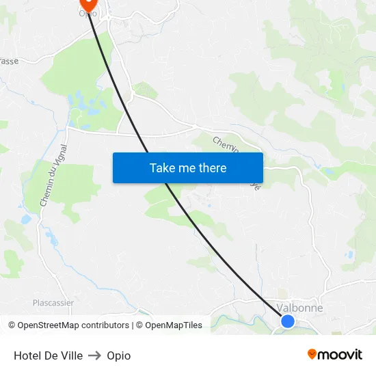 Hotel De Ville to Opio map
