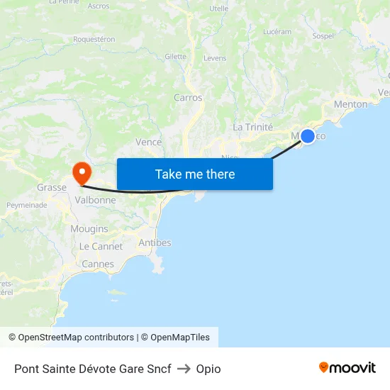 Pont Sainte Dévote Gare Sncf to Opio map