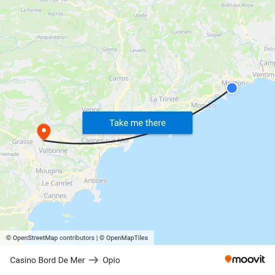 Casino Bord De Mer to Opio map