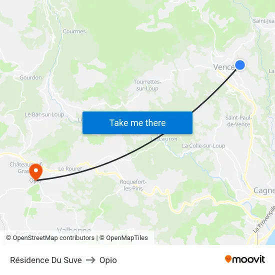 Résidence Du Suve to Opio map