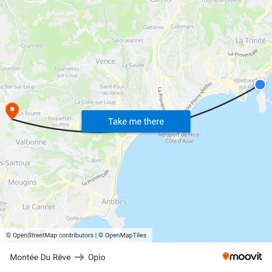 Montée Du Rêve to Opio map