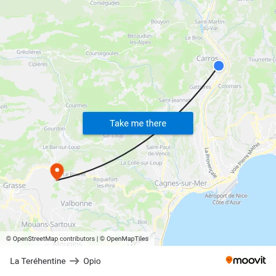 La Teréhentine to Opio map