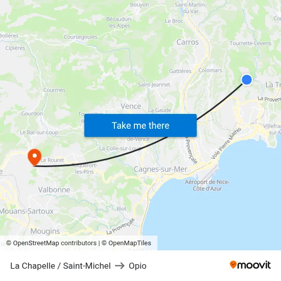 La Chapelle / Saint-Michel to Opio map