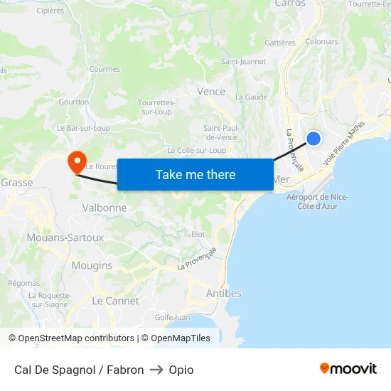 Cal De Spagnol / Fabron to Opio map