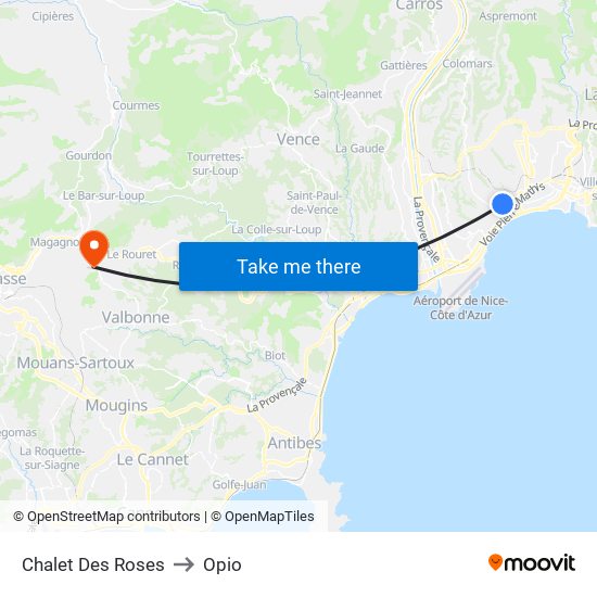 Chalet Des Roses to Opio map