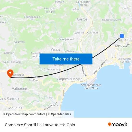 Complexe Sportif La Lauvette to Opio map