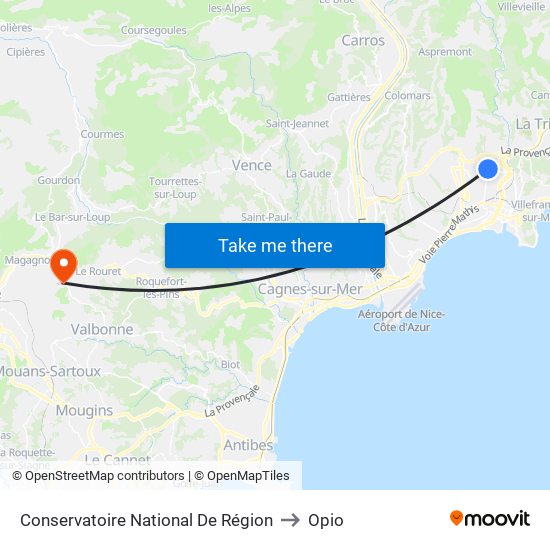 Conservatoire National De Région to Opio map