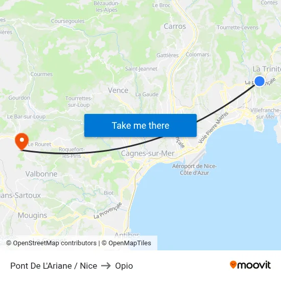 Pont De L'Ariane / Nice to Opio map