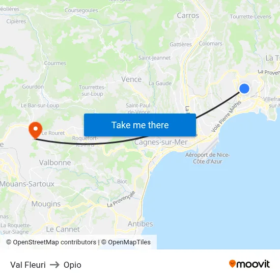 Val Fleuri to Opio map