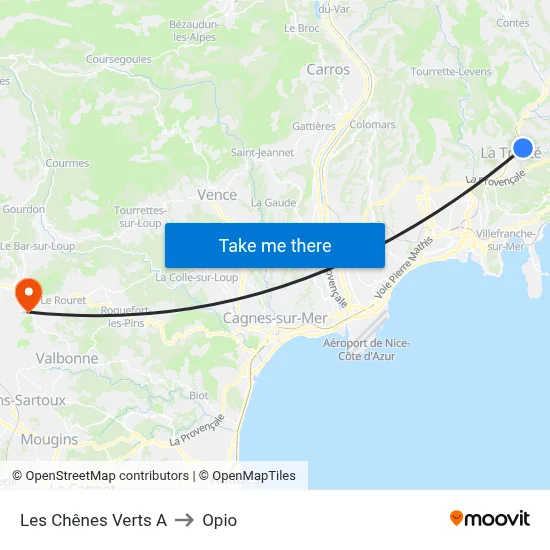 Les Chênes Verts A to Opio map