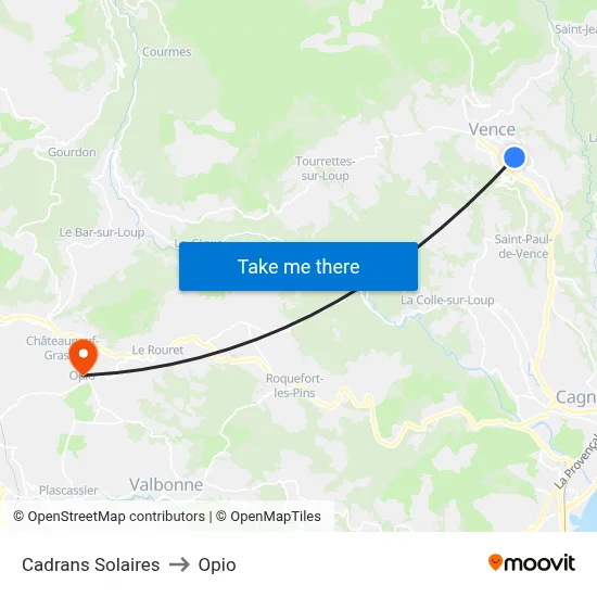 Cadrans Solaires to Opio map