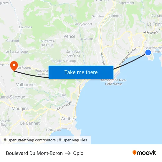 Boulevard Du Mont-Boron to Opio map
