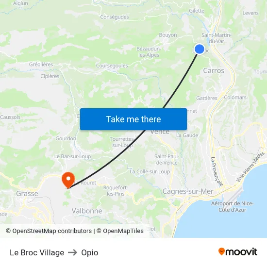 Le Broc Village to Opio map